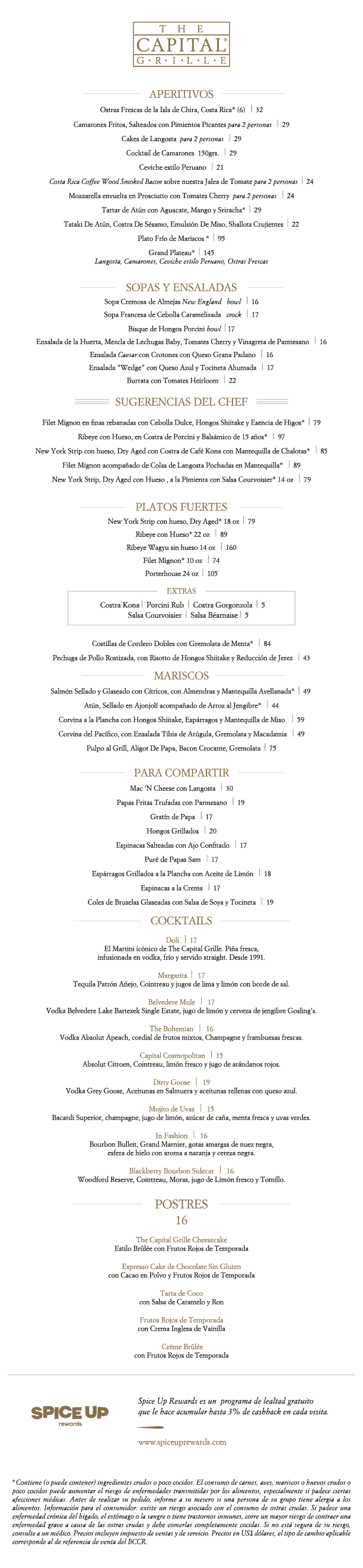 Menú Cena