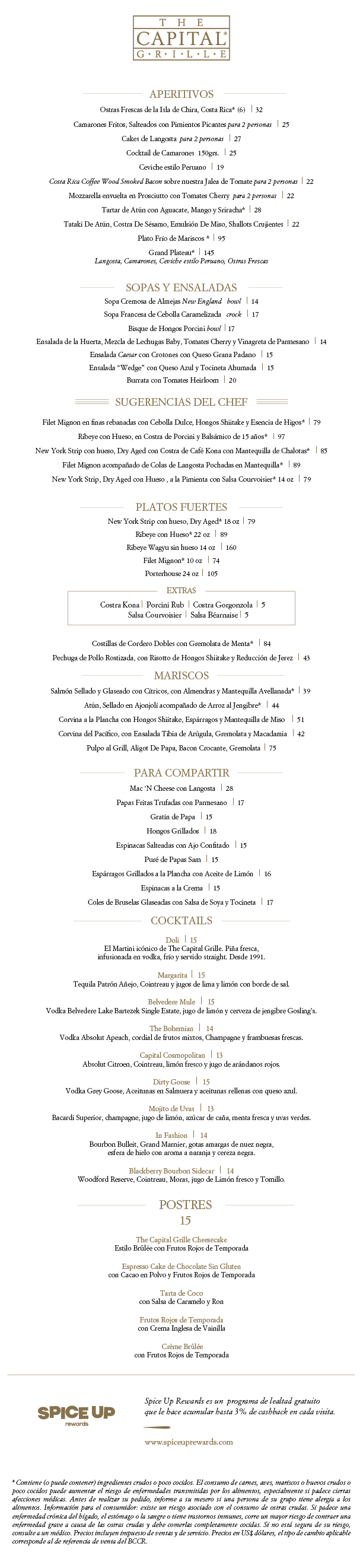 Menú Cena