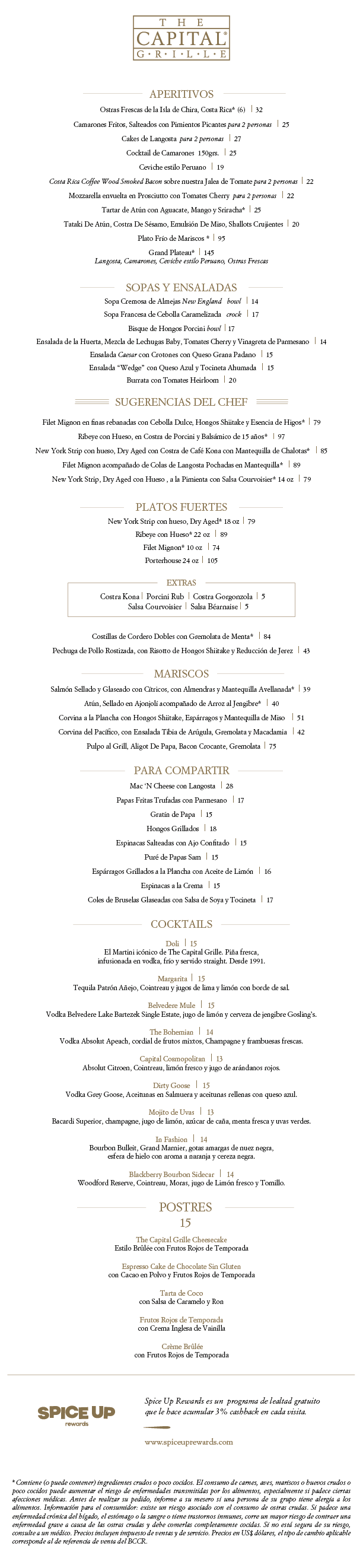 Menú Cena
